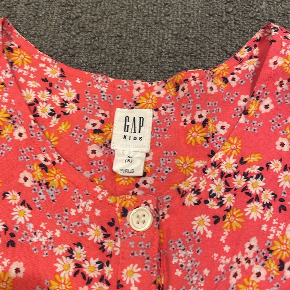 Gap Kids punk floral butterfly sleeve woven tiered dress size 8 - Picture 4 of 6